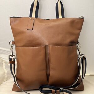 Coach Brown (Dark Saddle) Leather Bag Unisex | 2 Large Pocket | Laptop | Travel